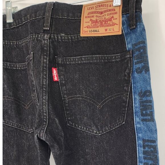Levi's Premium Lo-Ball Black Denim Logo Stripe Jeans Men’s Size W32 L - Picture 7 of 12